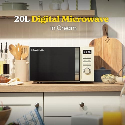 Russell Hobbs Digital Microwave 20L 800W in Cream with 5 Power Levels, Pull Handle Door & Button Control, Clock & Timer, Automatic Defrost, Easy Clean, 8 Auto Cook Menus RHMD818C thumbnail 4