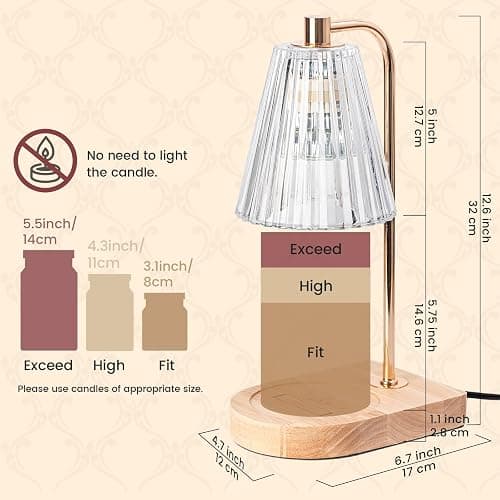 Marycele Candle Warmer Lamp with Timer, Wax Melt Warmer for Jar Candles, Christmas Birthday Gifts for Women Mom Sister Friend, House Warming Gifts for New Home Apartment Decor, Vintage Clear thumbnail 2