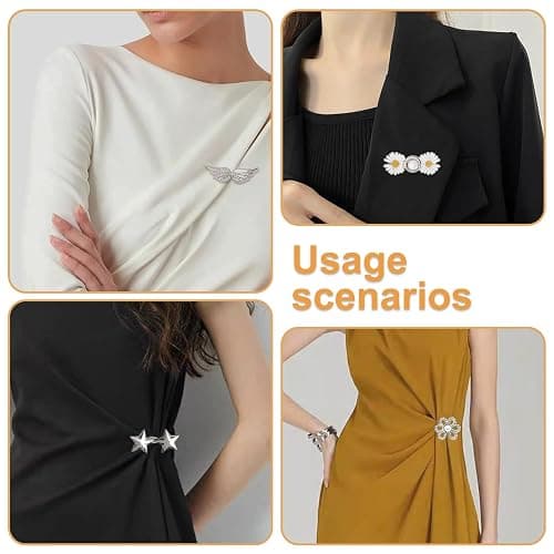 Pant Waist Tightener 16 Pcs and a Box: Jean Clips to Tighten Waist for Pants Women - Decorative Jean Buttons Pins for Clothing Skirts Dresses (Silver) thumbnail 8