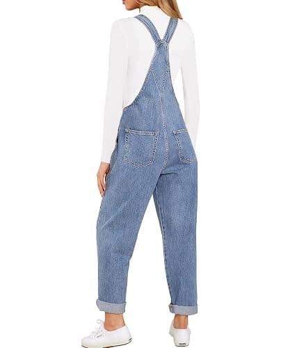 luvamia Women's Casual Stretch Adjustable Denim Bib Overalls Jeans Pants Jumpsuits thumbnail 2