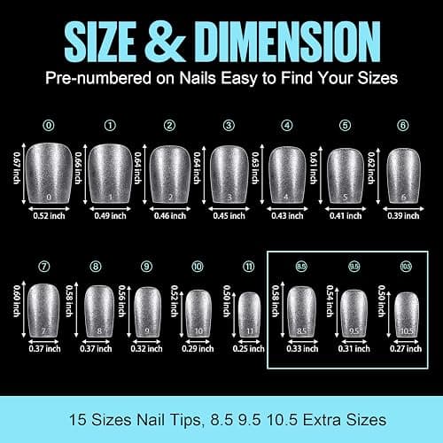 TOMICCA Extra Short Coffin Nail Tips, 15 Sizes 450Pcs Full Cover Gel Nail Tips for Extension Manicure, Acrylic Pre-shaped Double-sided Matte Fake Nails Christmas Nails with Box thumbnail 5
