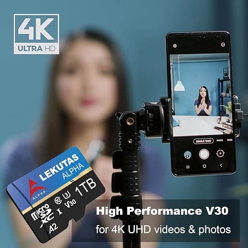 LEKUTAS 1T(999GB) Micro SD Card, microSDXC UHS-I Flash Memory Card TF Card, High Read Speed 120MB/s, C10, U3, A2, V30, for Full HD, 4K UHD Video Recording thumbnail 3