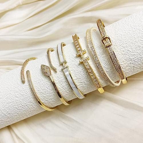 Dainty Bangle Bracelet for Women Personalized Cubic Zirconia Love Bracelets Tiny Waist Oval Bangles Bracelets Gifts for Love thumbnail 7