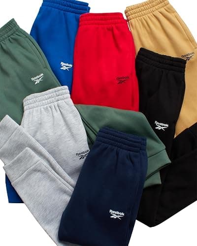 Reebok Boys Sweatpants - 2 Pack Performance Fleece Boys Joggers Athletic Pants with Elastic Waistband for Toddlers and Kids thumbnail 6
