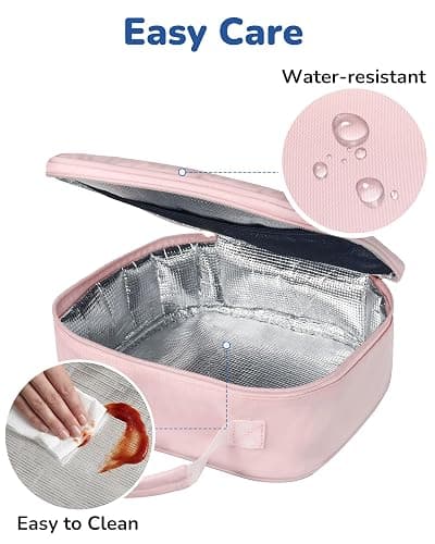 Aosbos Insulated Pink Lunch Bag for Women,Cute Small Lunch Box for Kids | 5L Capacity,5H Cold Insulation,Easy Clean Lining, Dual Metal Zippers,Water-Resistant thumbnail 6