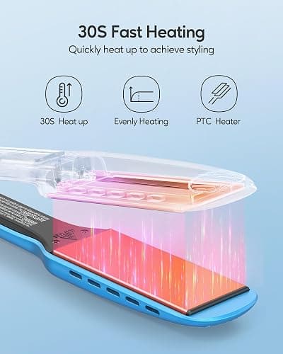 Wavytalk Hair Straightener, 1.7 Inch Wide Vent Sesh Titanium Wet to Dry Flat Iron, Straightener for Damp or Dry Hair (Blue) thumbnail 5