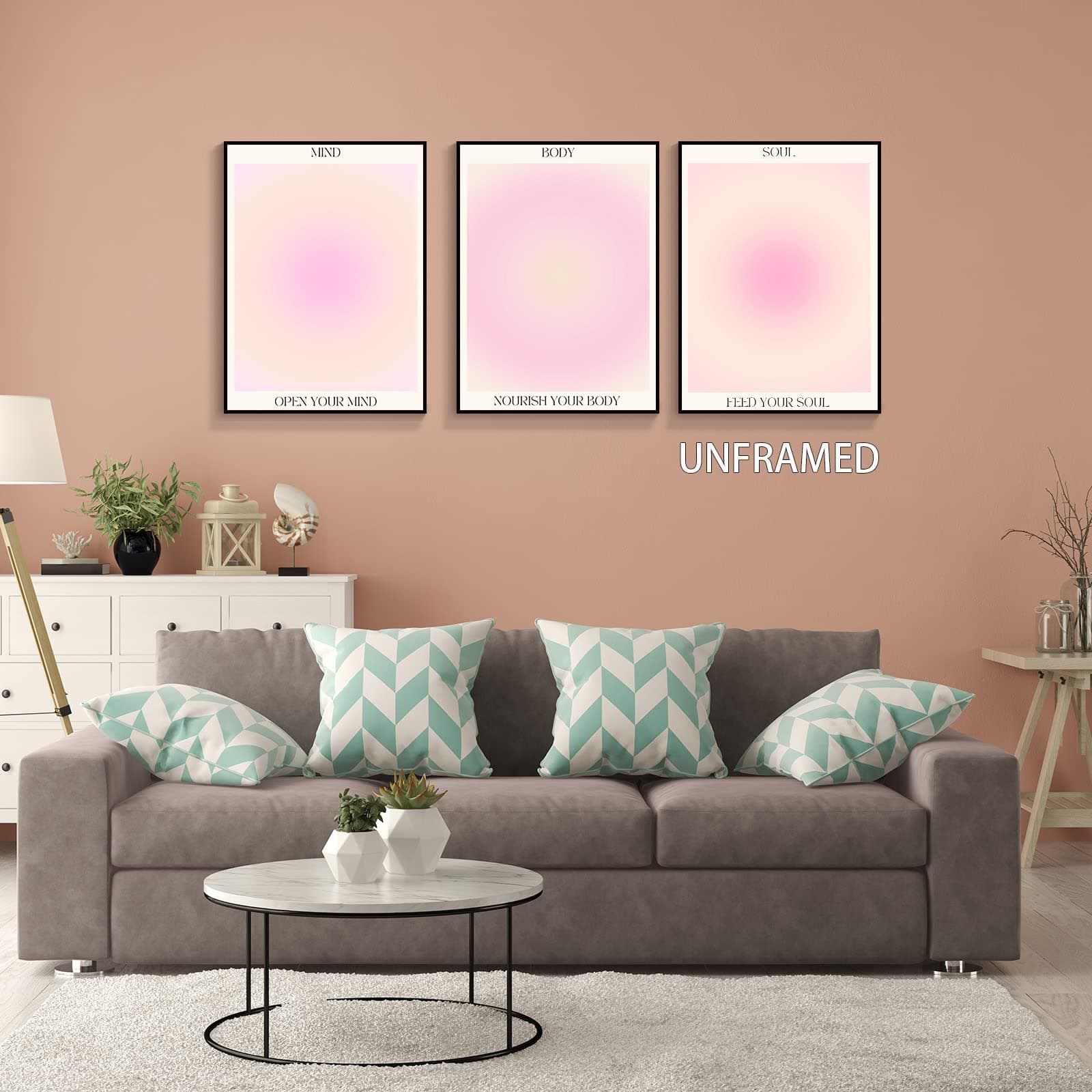 Adyggefy 3 Piece Pink Gradient Aura Spiritual Canvas Wall Art Trippy Positive Affirmations Room Aesthetic Posters Minimalist Open Mind Body Soul Energy Quotes Prints Paintings 12x16in Unframed - 3P 12 x 16 in Unframed - Pink 3 thumbnail 5