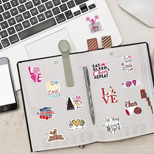 110PCS Cheer Stickers, All Vinyl Waterproof Cheerleader Decals, Perfect Cheer Gifts for Cheerleader Girls Cheer up, Motivational Positive Stickers for Water Bottles Laptop Computer Luggage Cup thumbnail 7