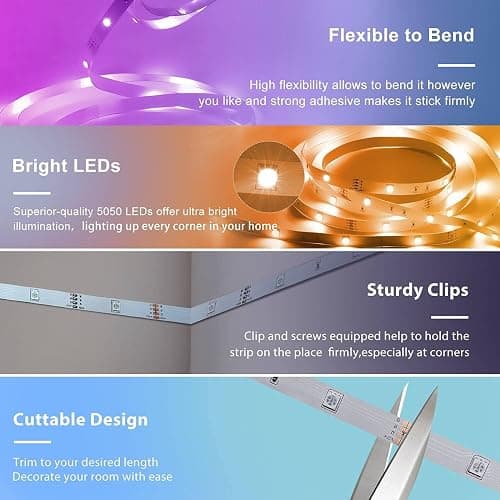 Led Lights for Bedroom 65.6ft, REEMEER Led Lights Music Sync Color Changing Led Strip Lights with App Control and Remote, Led Light Strip Used for Party, Home Decoration thumbnail 7