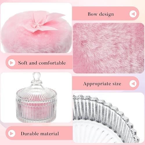 Tioncy 3 Pcs Large Body Powder Puff and Container Valentine's Day gift Powder Container with Puff Crystal Case Soft Washable Reusable Velour Face Body Glitter Wet Dry Makeup (Classic,Clear) thumbnail 5