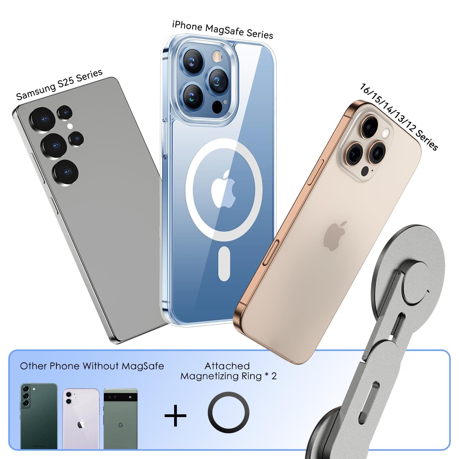 CloudValley Magnetic Holder for Laptop and Phone, Rotatable, 3D Phone Holder, Adjustable, Compatible with iPhone Mag Safe and All Mobile Phones, Stand Accessory for Tesla Portable thumbnail 7