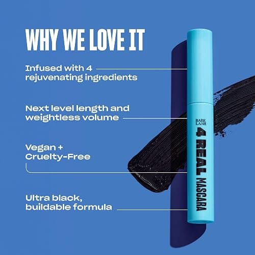 Babe Original 4 Real Mascara Black for Volume, Length, and Lift in Eyelashes, Defined & Flutterly Look, Vegan & Cruelty-Free thumbnail 3