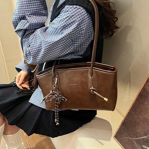 YESFIXS Shoulder Bags for Women Y2k Fall Purse Small Vintage Hobo Tote Handbag Faux Leather Underarm Purse with Zipper thumbnail 2