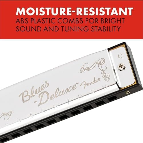 Fender Blues Deluxe Harmonica, Stocking Stuffers, Guitar Accessories, Key of C 10 Holes, Includes Hard Plastic Carrying Case, Daphne Blue thumbnail 3