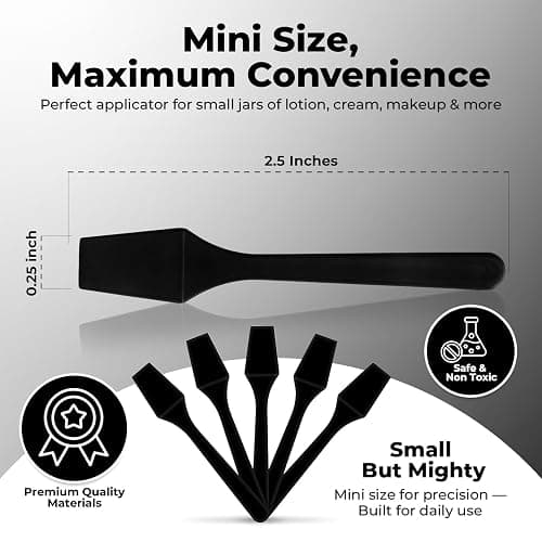 Kopperko Mini Lotion Spatula (2.5", 100 Pack) - Mini Spatula for Cosmetics, Creams & Crafts | Ointment Applicator for Mixing, Skincare, Face Mask | Disposable Lotion Applicator for Face | Black thumbnail 3