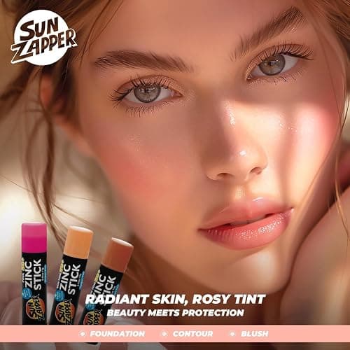 Sun Zapper Zinc Oxide Sunscreen Stick – SPF 50+ Tinted 3-Pack (Light, Dark, Pink) – Sunscreen Stick, SPF Makeup, Sunscreen Makeup, SPF Blush, Sunscreen Blush – Water Resistant, Made in Australia thumbnail 6