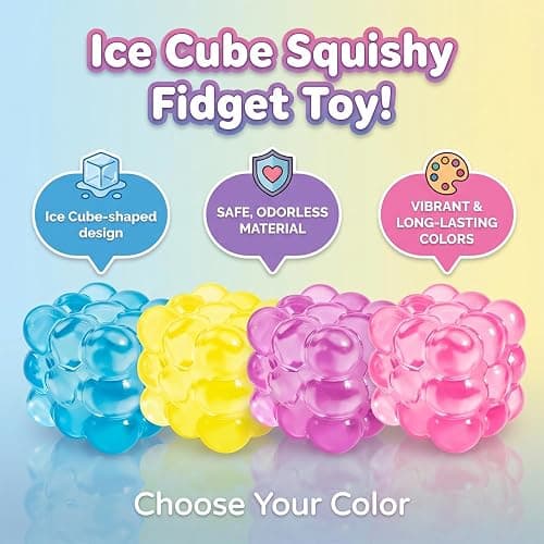 LAHAND 4Pack Cube Bubble Squishy Fidget Toy,Slow Rising Stress Cube,Soft Squishies Toys for Anxiety Stress Relief for Party Favors Gifts Classroom Prizes thumbnail 3