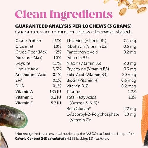 Cat Multivitamin Crunchy & Creamy Chews - Cat Treats for Health + Immune, Joint Support, Skin & Coat, & Digestion - Vitamins with Omega 3s, Lysine & Probiotics (30 Day Supply) thumbnail 8