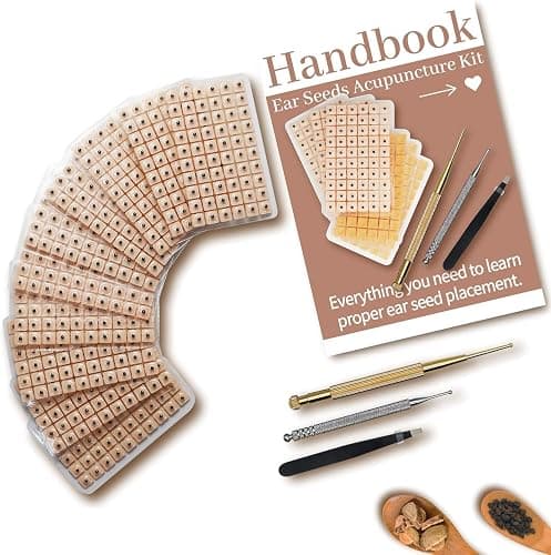 1200Pcs Ear Seeds Acupuncture Kit, Auricular Sticker Kit with Ears Seed, Acupuncture Pen, Acupressure Ear Chart, Tweezers - Image 1