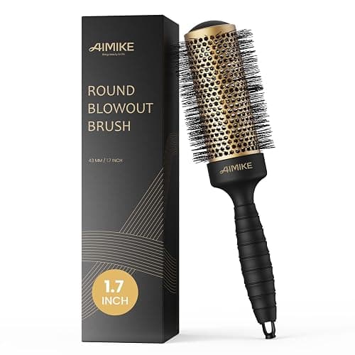 AIMIKE Round Brush for Blow Out, Medium Round Hair Brush with Nano Thermal Ceramic Tech, Quick Blow Drying & Styling, Volumizing Blowout Brushes for Women Medium Hair, 1.7 in Barrel (Not-electric) - Image 1