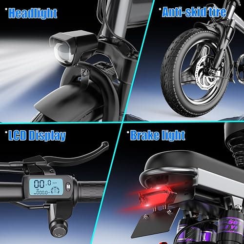 Electric Bike for Adults, Folding Electric Bike, 500W Motor, Up to 20/25 MPH and 20/30 Miles Long Range, 48V 10AH/13AH/15AH Removable Battery, Electric Mini Bike, UL 2849 Certified - 500w, 48v 15ah thumbnail 5