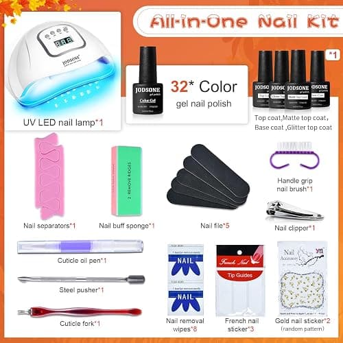 JODSONE 36 Pcs Gel Nail Polish Kit with U V Light of 32 Color Gel Polish Nail Collections Base and Top Glitter Coat Manicure Tools thumbnail 3