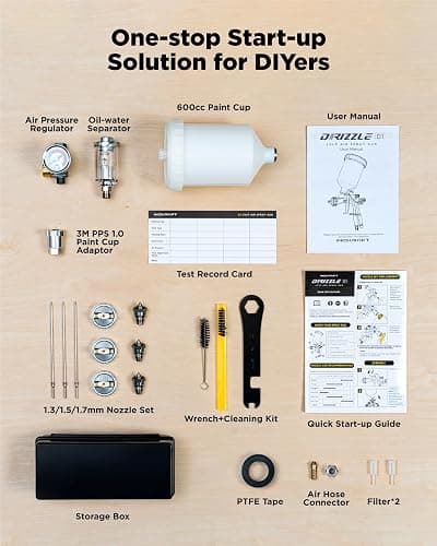 InoKraft D1 LVLP Air Spray Gun Premium Kit, Easy to Use, Paint Gun for Cars & House DIY Painting, 1.3/1.5/1.7mm Nozzles, with Paint Sprayer Accessories thumbnail 6
