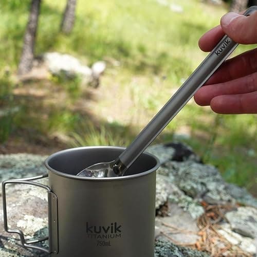 Kuvik Titanium Long Handle Spoon 2-Pack - Ultralight and Compact for Camping and Hiking thumbnail 2