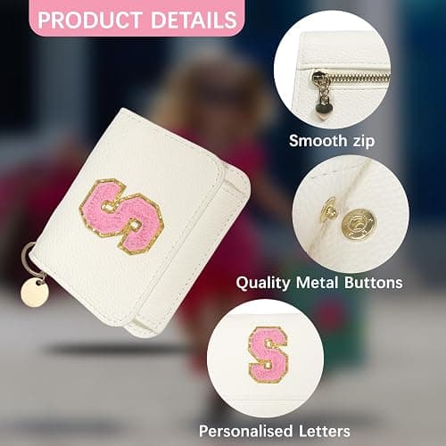 Girls Wallet, Initial Women's Wallets, White Small Wallet for Kids with 5 Card Slots Holder, Personalised Purses Gifts for Girls and Women, Birthday Gift, Christmas Gifts, Travelling Wallets Gift thumbnail 4