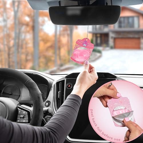Hello Kitty and Friends Car Air Freshener (My Melody - Cherry Lollipop) Hanging Gel Area Deodorizer, Long-Lasting Car Scents Air Freshener, Cute Automotive Sanrio Accessories Decor, 2-Pack thumbnail 4
