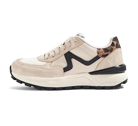LUCKY STEP Women's Retro Fashion Casual Sneakers Platform Classic Trendy Trainning Anti-Slip Tennis Travel Walking Shoes - Image 1