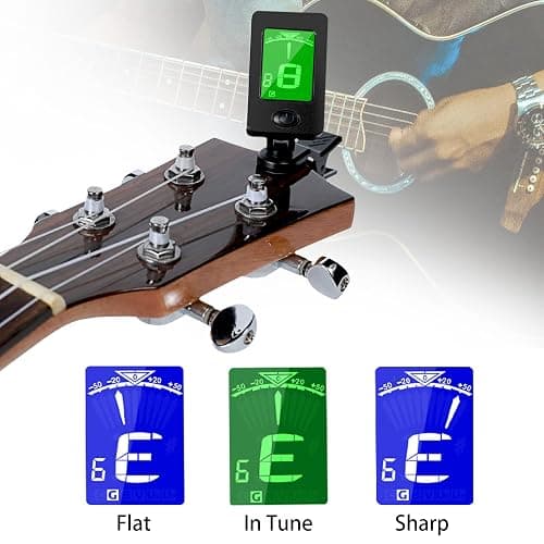 Guitar Tuner, Guitar Accessories with Guitar Picks, Guitar Capo, Capo for Acoustic Guitar, Bass, Buzzing-Free, Quick Release, Guitar Tuner Clip on for Guitar, Violin, Bass, Ukulele Chromatic thumbnail 7