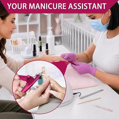 Violet Red Acrylic Nail Clipper with Magnetic Sizer, Adjustable Stainless Steel Trimmer for Salon Professional Manicure, Home Nail Art Tool Kit thumbnail 6