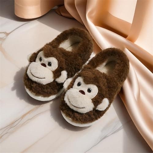WMYDHCGD Monkey Animal Slippers for Women Cute Plush Home Warm Winter Indoor Shoes thumbnail 6