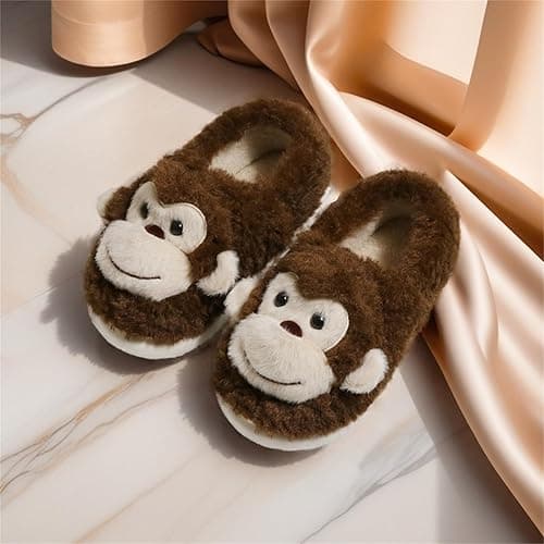 WMYDHCGD Monkey Animal Slippers for Women Cute Plush Home Warm Winter Indoor Shoes thumbnail 7