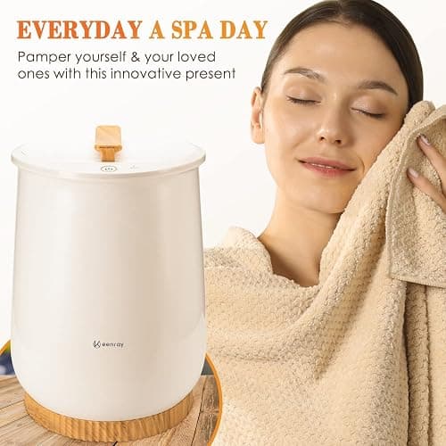 Keenray Bucket Style Towel Warmers, Luxury Bucket Towel Warmer, Large Towel Warmer for Bathroom, Auto Shut Off, Fits Up to Two 40"X70" Oversized Towels, Bathrobes, Blankets, PJ's and More, White, CL1 thumbnail 5