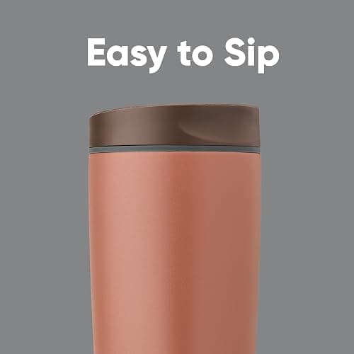 Owala SmoothSip Slider Insulated Stainless Steel Coffee Tumbler, Reusable Iced Coffee Cup, Hot Coffee Travel Mug, BPA Free 20 oz, Cozy Cocoa thumbnail 2