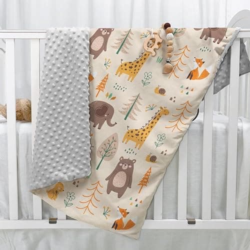 SANDJEST Woodland Animal Blanket - 30 x 40 Kids Minky Blankets for Boys Girls - Gifts for Birthday Christmas - Nursery Bedroom Decor thumbnail 6
