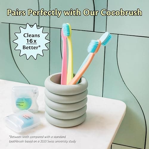 Cocofloss Woven Dental Floss, Dentist-Designed Oral Care, Mint, Waxed, Expanding, Vegan, Kid-Friendly String Floss with Coconut Oil, 3 Spools (33 yd Each) thumbnail 5