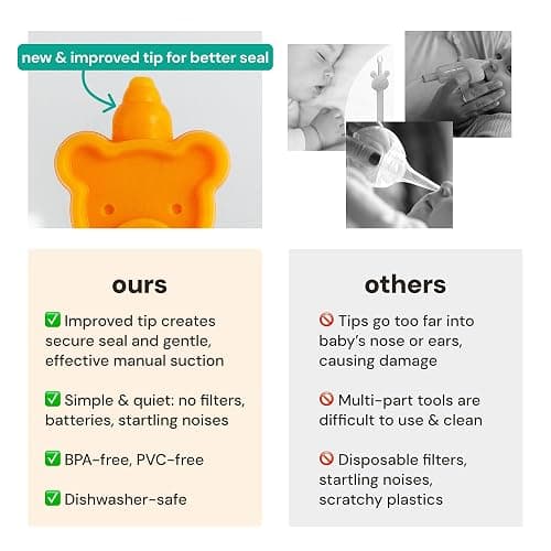 oogiebear Baby Nose Aspirator & Ear Syringe, Manual Strong-Suction, Orange | Snot Buster™ Baby Nasal Aspirator, for Newborns, Infants & Toddlers, Gentle Mucus Remover, Easy-Clean, BPA-Free thumbnail 8