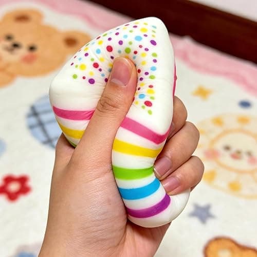 Rainbow Cake Squishies Slow Rising Cake Squeeze Squishy Giant Fidget Fuzz Ball Relaxing Sensory Stress for Anxiety Relief Party Favors Colorful(Style B) thumbnail 6
