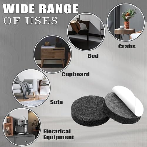 Yelanon Felt Furniture Pads -182 Pcs Premium Felt Pads for Chair Legs Furniture, Floor Protectors for Hardwood Floors, Black thumbnail 4