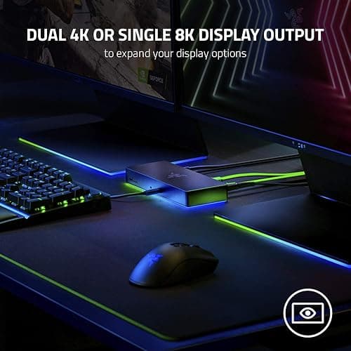 Razer Thunderbolt 4 Dock: 10 Ports in 1 - Dual 4K or Single 8K Video Output - USB A and C Hub, 2.5 GbE Thunderbolt 3, Mac, and PC Compatible - Thunderbolt 4 Certified - Passthrough Charging - Chroma thumbnail 4