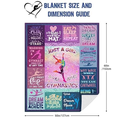 Loxezom Gymnastics Gifts for Girls, Girls Gymnastics Stuff Blanket Gifts, Gymnastics Christmas Birthday Gifts Throw Blanket 60" x 50" thumbnail 3