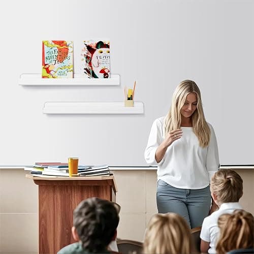 FUCDTEFC 2 Pcs Magnetic Book Shelf for Whiteboard, Strong Adsorption Reusable Metal Bookshelf Book Display Holder for Teacher Kids Classroom Refrigerator Office White | Metal, Reusable, Bookshelf, Book Display, Holder, for Teacher Kids, Classroom, Refrigerator, Office, White thumbnail 7