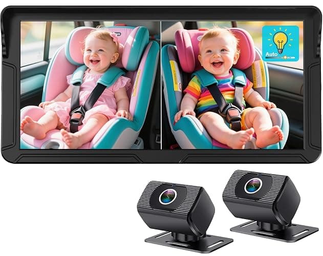 Rohent Dual Baby Car Camera for 2-Kids: 6.9'' HD Split Screen 1080P | Auto Brightness Backseat Camera for Twins Infrared Night Vision - 360° Adjustable USB Easy Setup Ideal for SUVs Minivans - Image 1