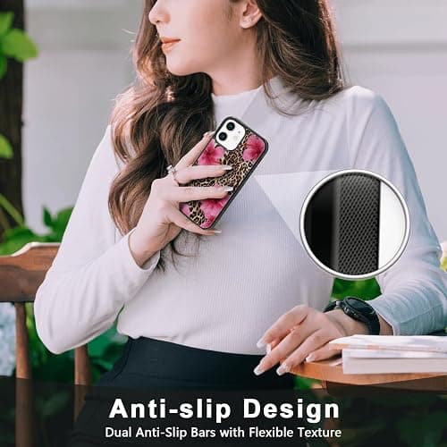Axulimin Cute Pink Hibiscus Flowers Leopard Cheetah Print Aesthetic Phone Case for iPhone 12 & iPhone 12 Pro Case for Women Girls -6.1Inch thumbnail 6