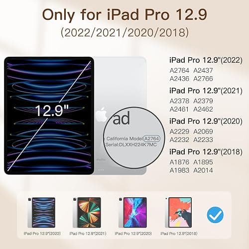 JETech Magnetische Hülle für iPad Pro 12,9 Zoll 2022/2021/2020/2018 (6./5./4./3. Generation), Pencil 2. Generation Aufladung, Schutzhülle Auto Wachen/Schlafen (Silber) thumbnail 2