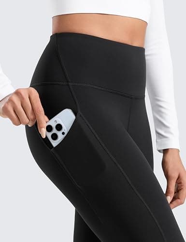CRZ YOGA Matte Fleece Lined Athletic Leggings Pockets 28" - Water Resistant Hiking Casual Workout Womens Thermal Pants thumbnail 6