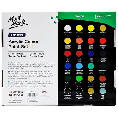 MONT MARTE Acrylic Paint Set 24 Colours 36ml, Perfect for Canvas, Wood, Fabric, Leather, Cardboard, Paper, MDF and Crafts thumbnail 8